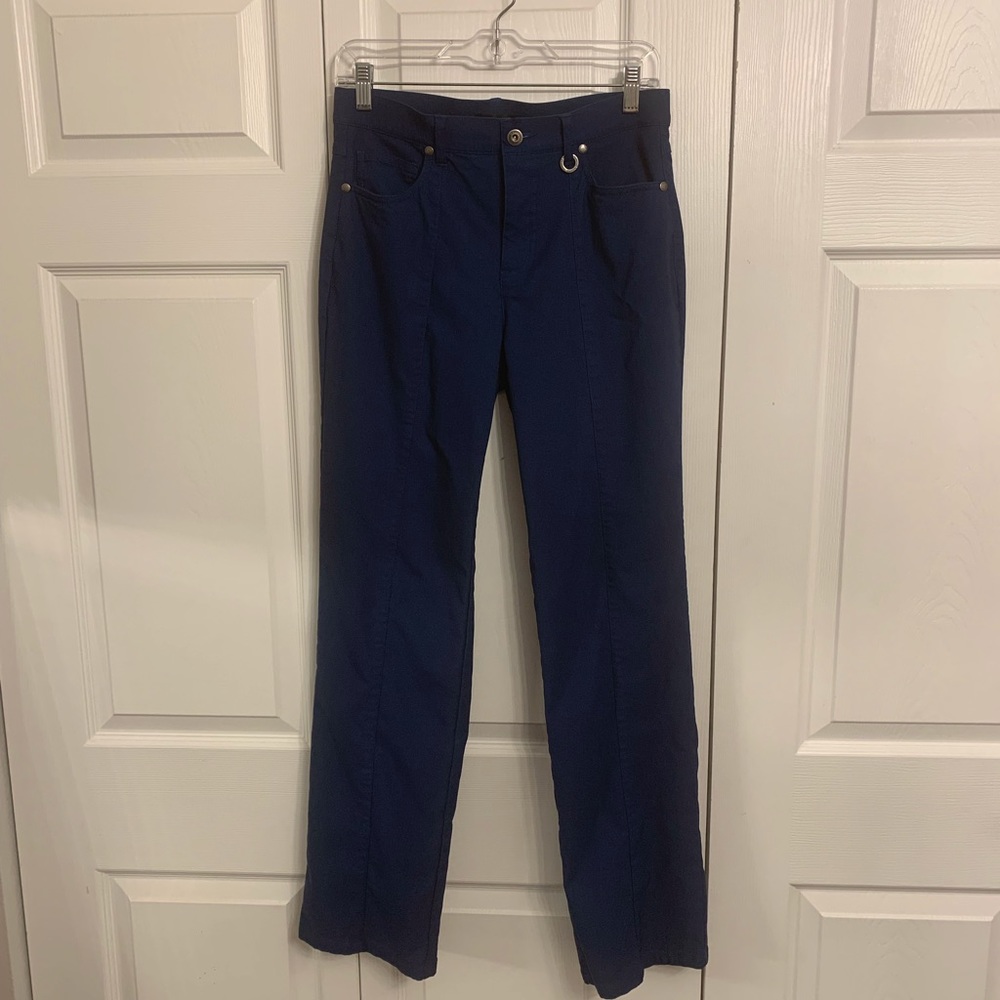 Simon Chang straight leg blue slacks/pants.